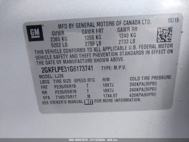 2GKFLPE31G6173741 GMC Terrain Slt
