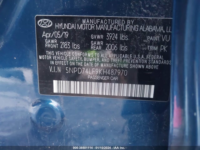 Hyundai ELANTRA SE 2019 5NPD74LF9KH487970 Image 9