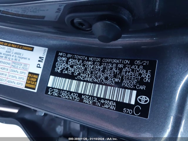 Toyota Corolla Xse 2021 JTNC4MBE9M3139853 Image 9
