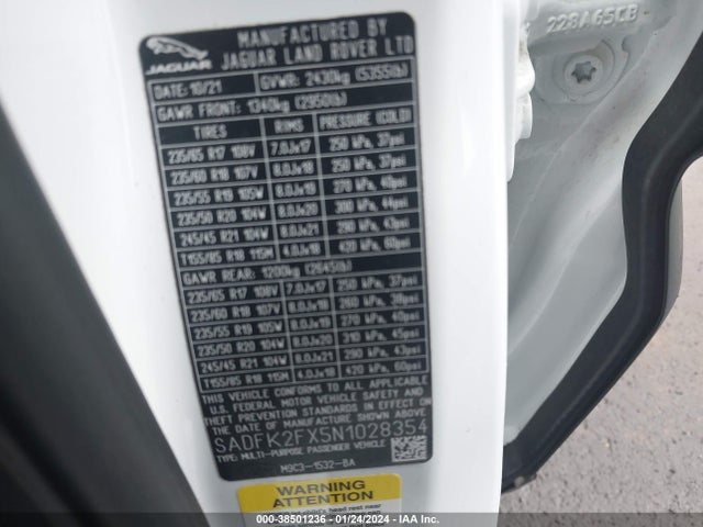 2022 JAGUAR E-PACE SADFK2FX5N1028354 Photo 8