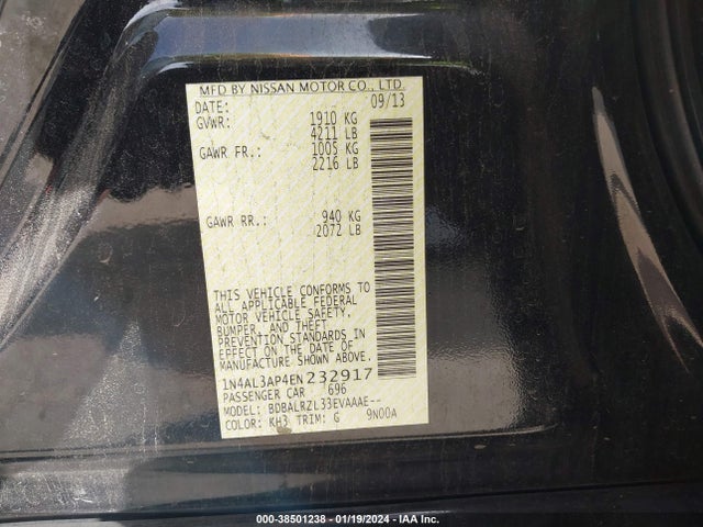 2014 NISSAN ALTIMA 2.5 S VIN: 1N4AL3AP4EN232917