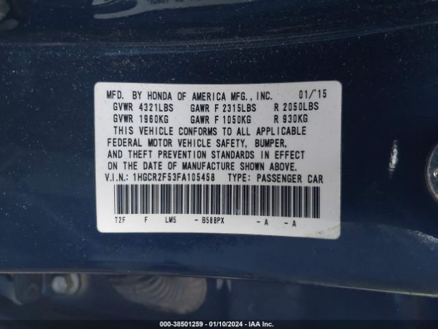 1HGCR2F53FA105458 Honda Accord Sport