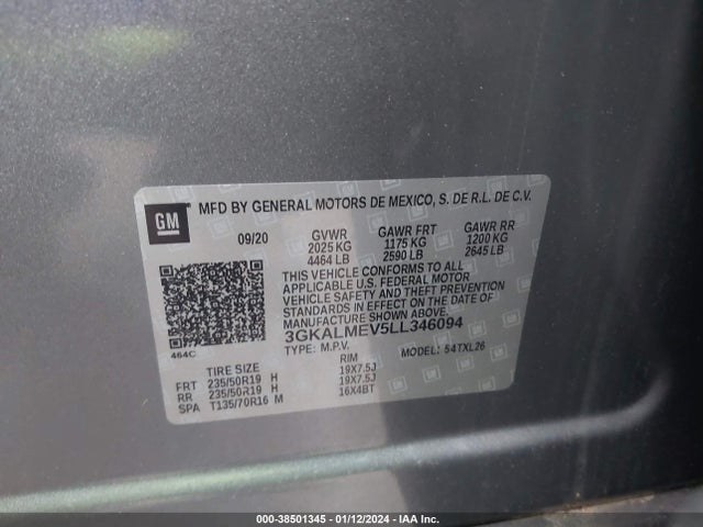 3GKALMEV5LL346094 GMC Terrain Fwd Sle