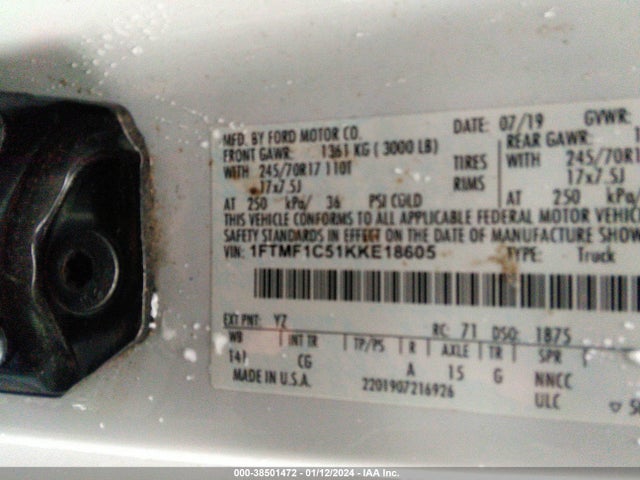 Ford F-150 Xl 2019 1FTMF1C51KKE18605 Image 9