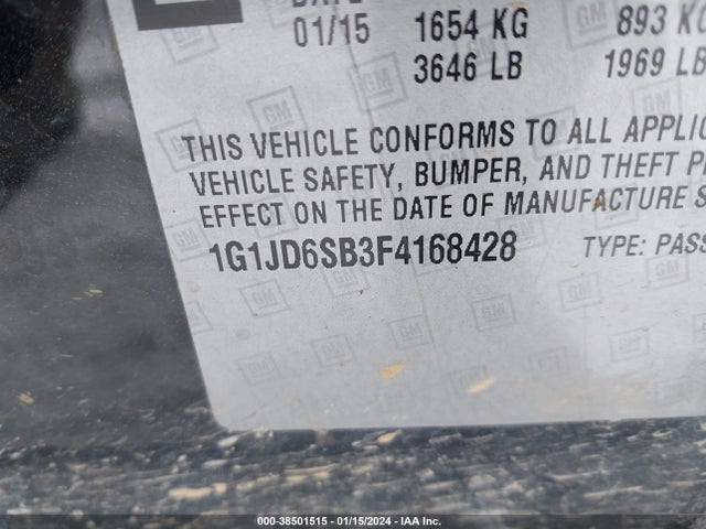 1G1JD6SB3F4168428 Chevrolet Sonic Lt Manual