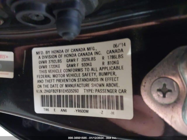 Honda CIVIC EX 2014 2HGFB2F81EH535260 Image 9