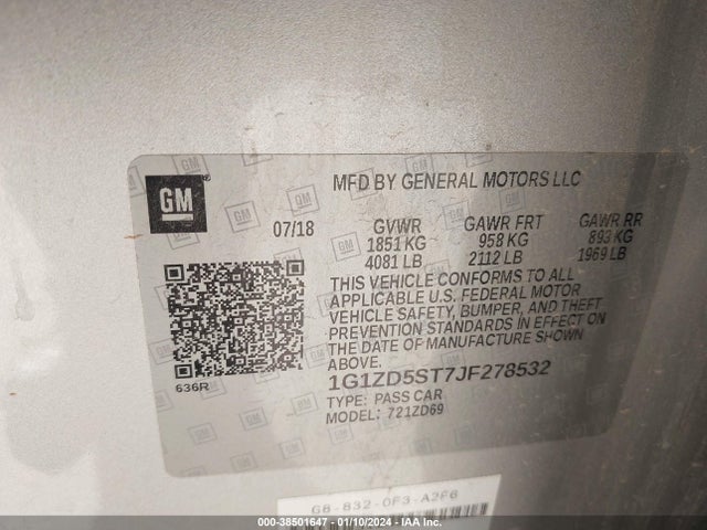 Chevrolet MALIBU LT 2018 1G1ZD5ST7JF278532 Image 9