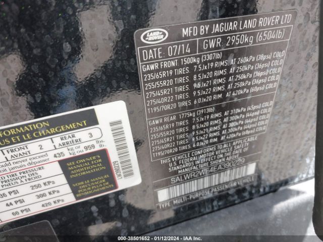 SALWR2WF4EA390229 Land Rover Range Rover Sport 3.0l V6 Supercharged Hse