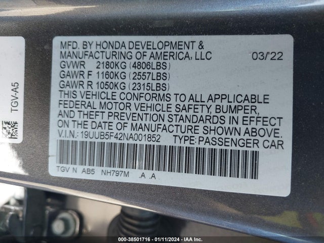 Acura Tlx Technology Package 2022 19UUB5F42NA001852 Image 9
