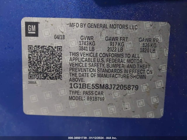 Chevrolet Cruze Lt Auto 2018 1G1BE5SM8J7205879 Image 9