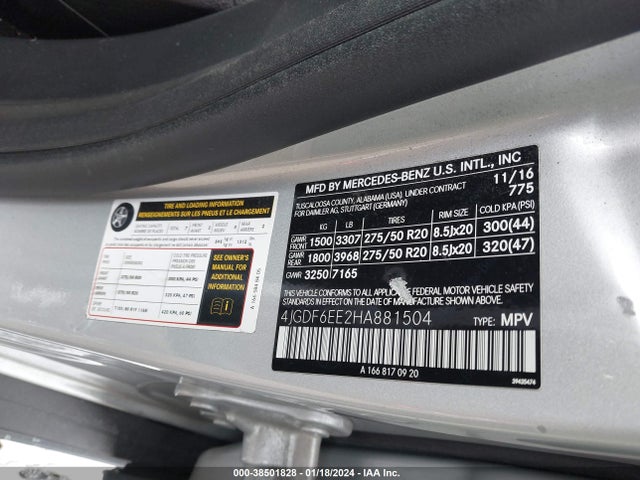 4JGDF6EE2HA881504 Mercedes-Benz Gls 450 4matic