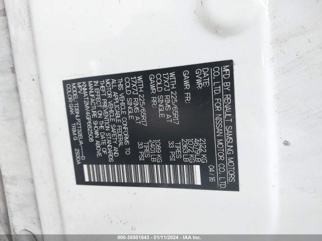 Nissan Rogue S/sl/sv 2016 KNMAT2MV4GP682508 Image 9