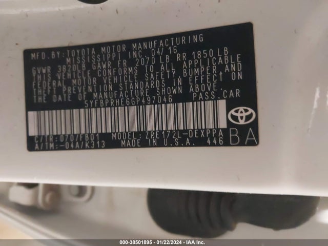 Toyota Corolla Le Plus 2016 5YFBPRHE6GP497046 Image 9