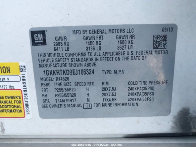 1GKKRTKD9EJ106324 GMC Acadia Denali