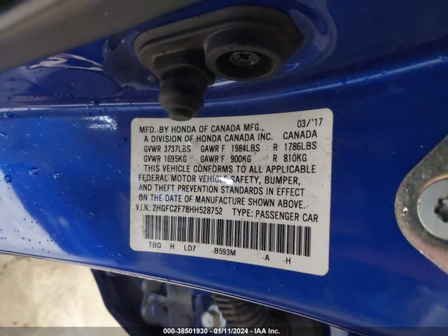 Honda CIVIC EX 2017 2HGFC2F78HH528752 Image 9