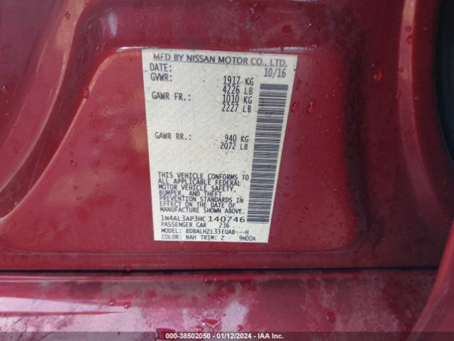 1N4AL3AP3HC140746 Nissan Altima 2.5 Sr