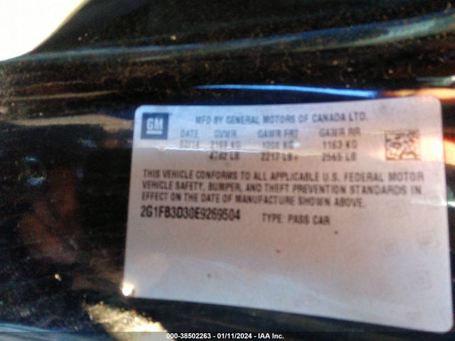 Chevrolet Camaro 1lt 2014 2G1FB3D30E9269504 Image 9