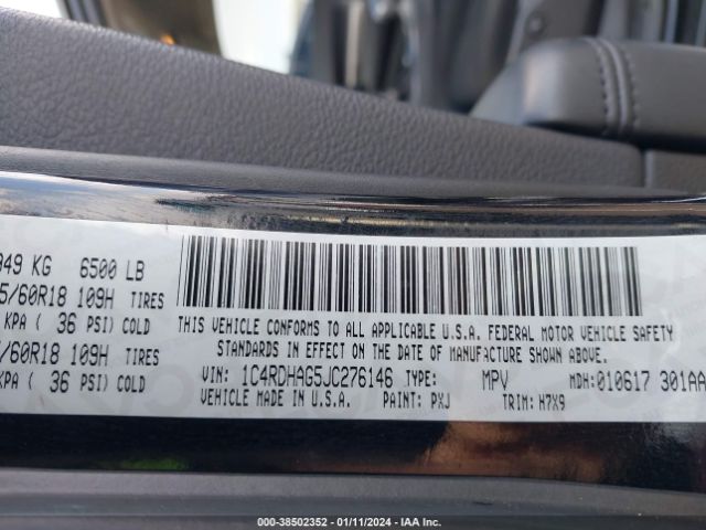1C4RDHAG5JC276146 Dodge Durango Sxt Rwd