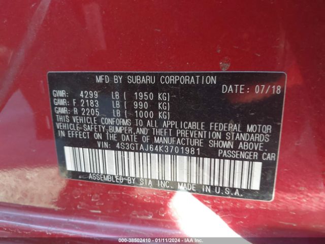 4S3GTAJ64K3701981 Subaru Impreza 2.0i Sport