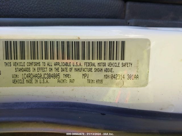 1C4RDHAG0JC384805 Dodge Durango Sxt Rwd