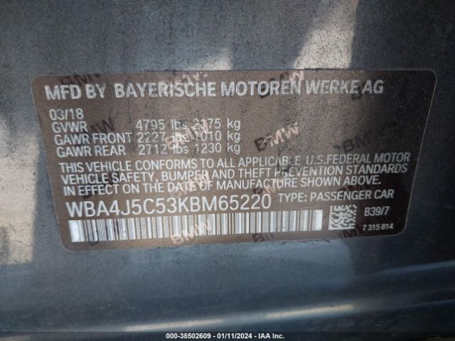 WBA4J5C53KBM65220 BMW 440i Gran Coupe
