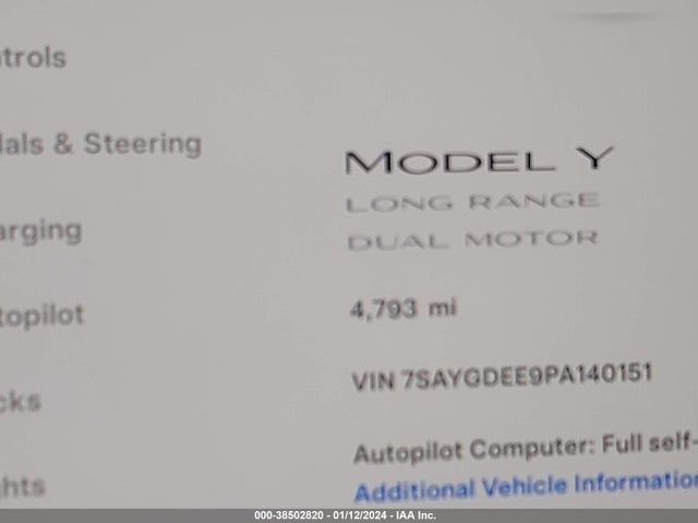 7SAYGDEE9PA140151 Tesla Model Y