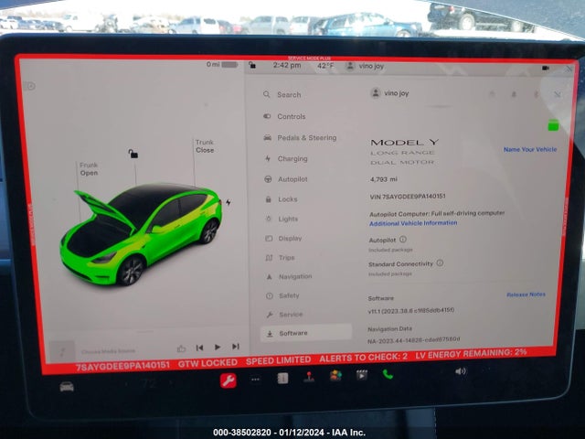 7SAYGDEE9PA140151 Tesla Model Y