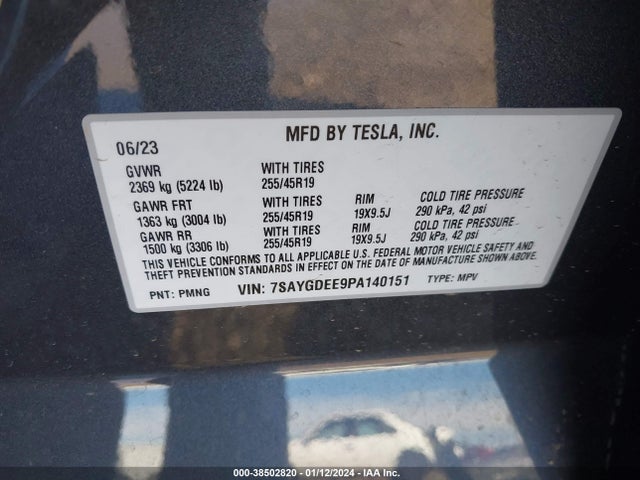 7SAYGDEE9PA140151 Tesla Model Y