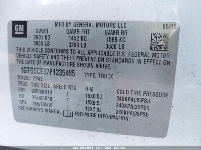 1GTG5CE37F1235485 GMC CANYON SLT