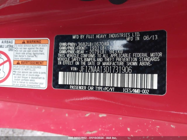 2013 SCION FR-S VIN: JF1ZNAA13D1731906