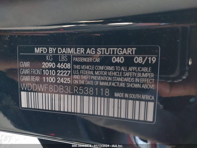 Mercedes-Benz C 300 2020 WDDWF8DB3LR538118 Image 9