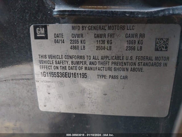 Chevrolet IMPALA 2LZ 2014 1G1155S36EU161195 Image 9