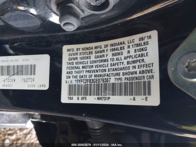 19XFC2F83GE079367 Honda CIVIC EX
