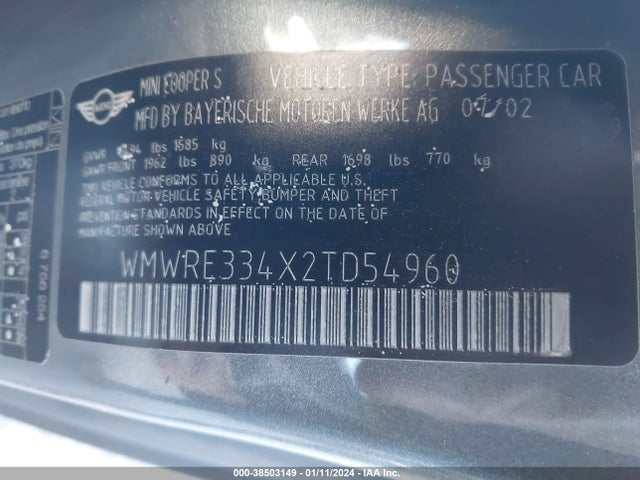 2002 MINI COOPER S WMWRE334X2TD54960 Photo 8