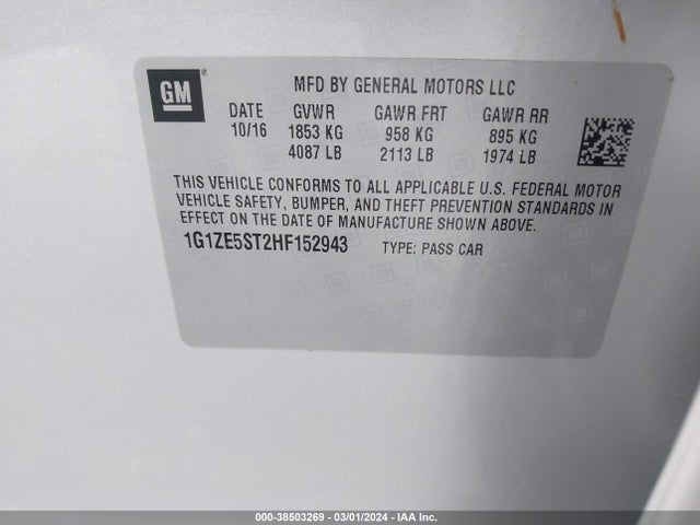 Chevrolet MALIBU 1LT 2017 1G1ZE5ST2HF152943 Image 9