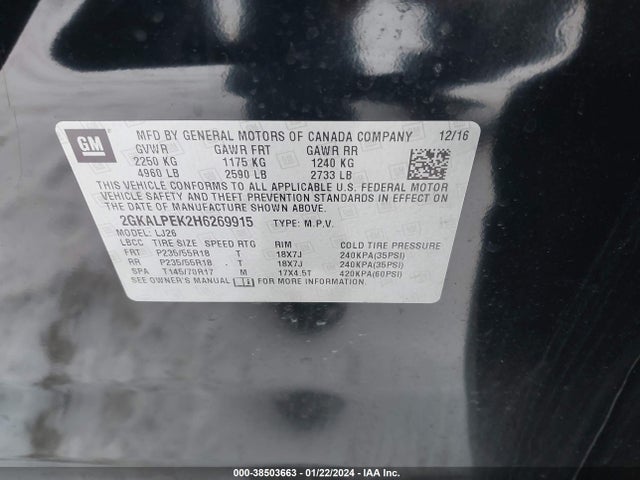 GMC Terrain Slt 2017 2GKALPEK2H6269915 Image 9