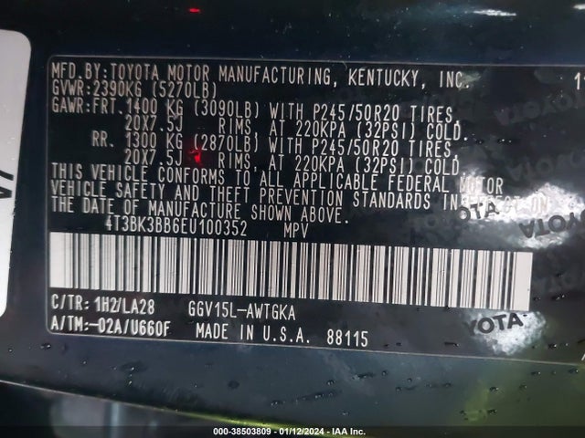 Toyota Venza Limited V6 2014 4T3BK3BB6EU100352 Image 9