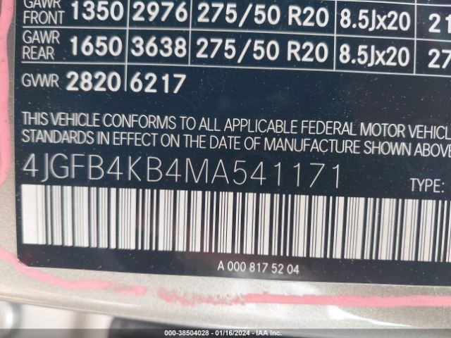 4JGFB4KB4MA541171 Mercedes-Benz Gle 350 4matic