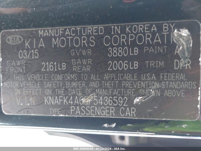KIA FORTE LX 2015 KNAFK4A65F5436592 Image 9
