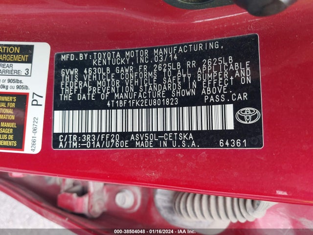 Toyota CAMRY SE 2014 4T1BF1FK2EU801823 Image 9