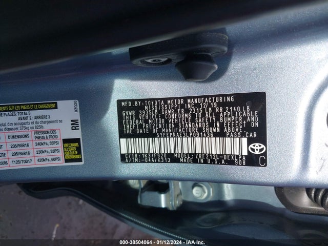 Toyota COROLLA LE 2020 5YFEPRAE3LP091436 Image 9