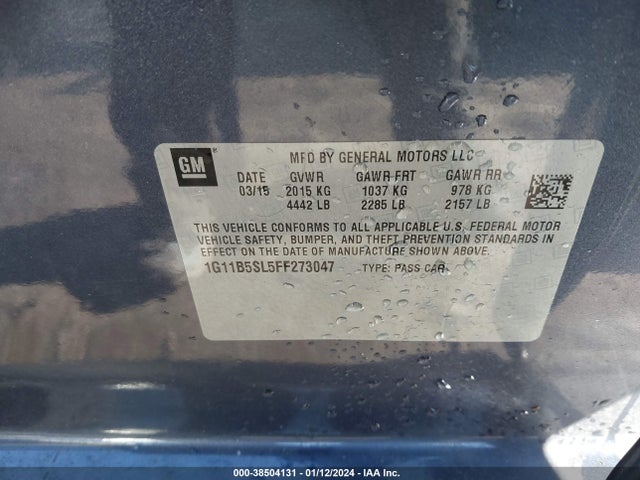 Chevrolet MALIBU LS 2015 1G11B5SL5FF273047 Image 9