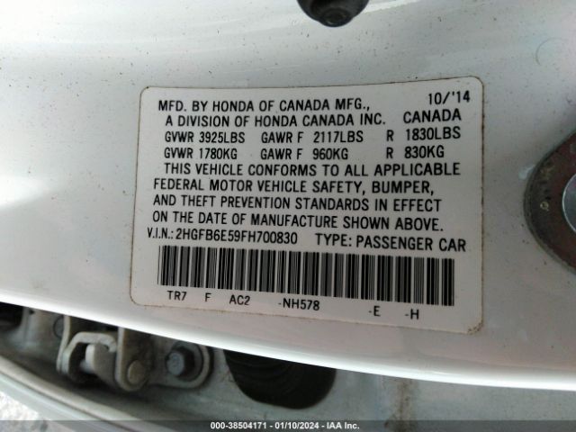 2HGFB6E59FH700830 Honda CIVIC SI