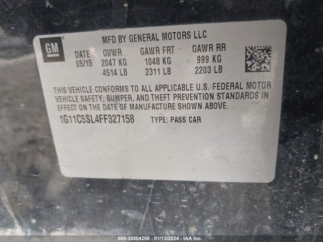 Chevrolet MALIBU 1LT 2015 1G11C5SL4FF327158 Image 9