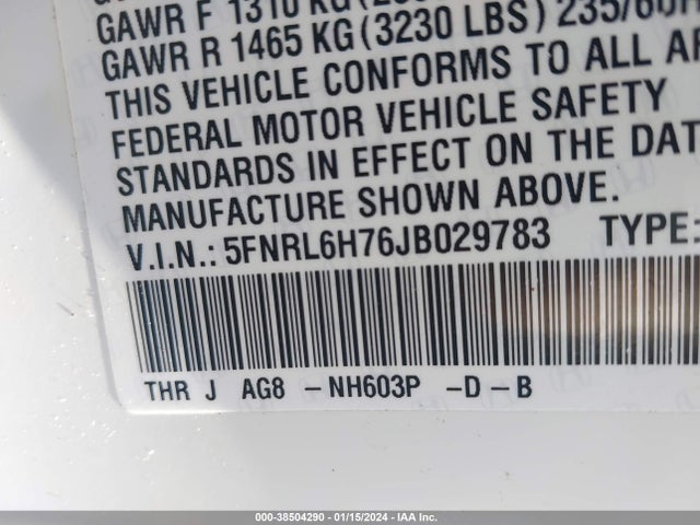 Honda Odyssey Ex-l 2018 5FNRL6H76JB029783 Image 9