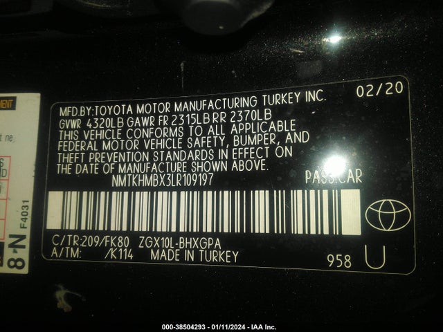 Toyota C-HR XLE 2020 NMTKHMBX3LR109197 Image 9
