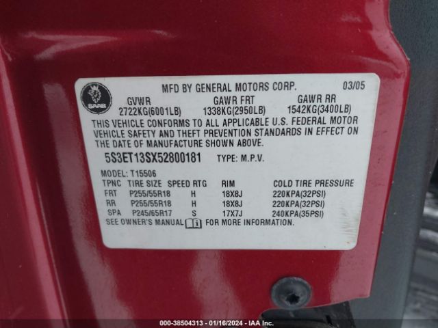 2005 SAAB 9-7X 5S3ET13SX52800181 Photo 8