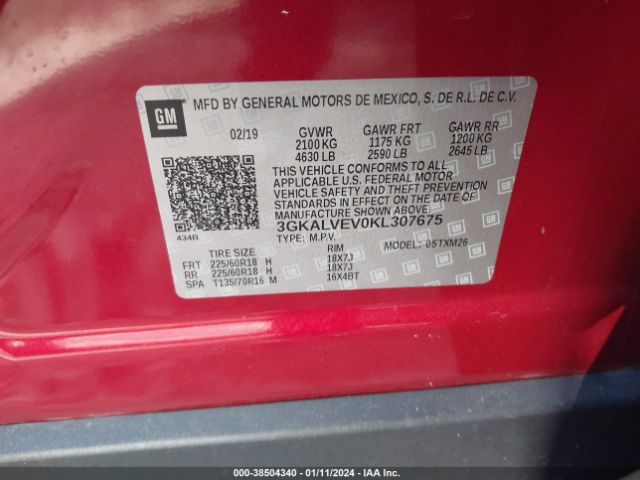 3GKALVEV0KL307675 GMC Terrain Slt