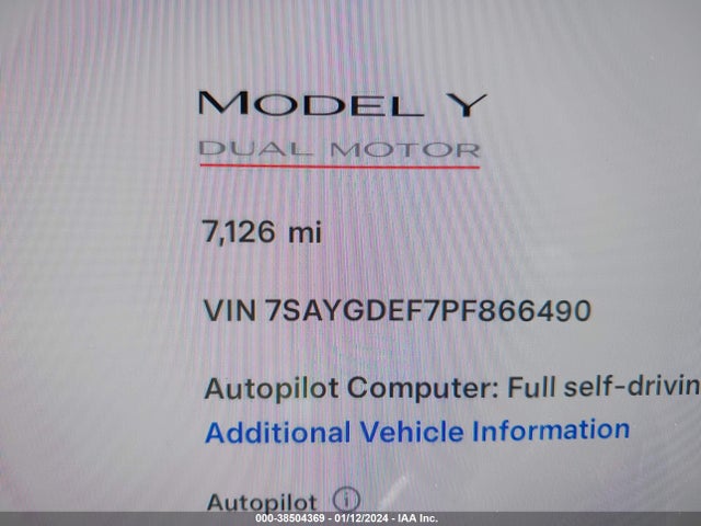 7SAYGDEF7PF866490 Tesla Model Y Awd/performance Dual Motor All-wheel Drive