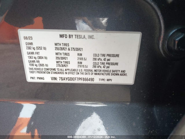 7SAYGDEF7PF866490 Tesla Model Y Awd/performance Dual Motor All-wheel Drive